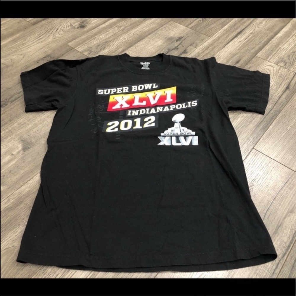 Reebok Super Bowl XLVI Short Sleeve Shirt in Black Size Large